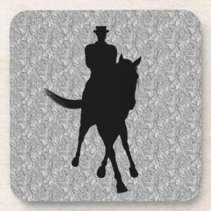 Dressage Horse And Rider Silhouette Coaster Set