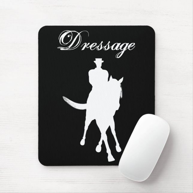 Dressage Horse And Rider Silhouette Mouse Pad (With Mouse)
