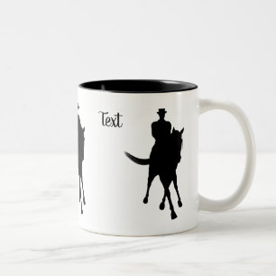 Dressage Horse And Rider Silhouette Personalized Two-Tone Coffee Mug