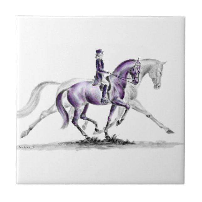 Dressage Horse in Trot Piaffe Ceramic Tile (Front)