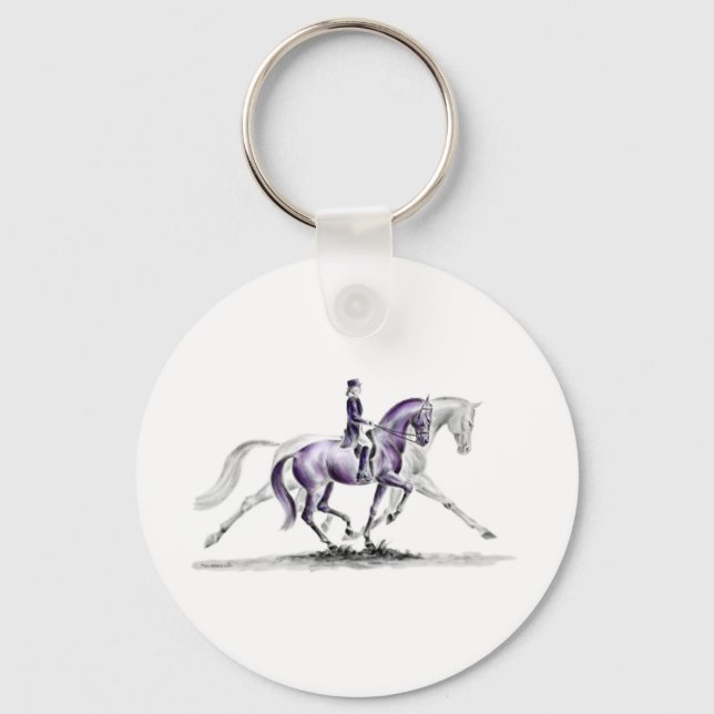 Dressage Horse in Trot Piaffe Key Ring (Front)