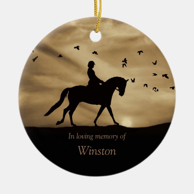 Dressage Horse Memorial Tribute, Dressage Sympathy Ceramic Ornament (Front)