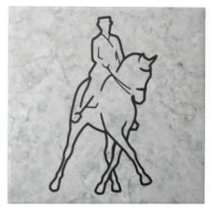 Dressage Horse & Rider - Half Pass Ceramic Tile