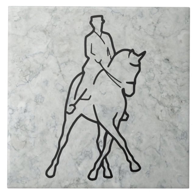 Dressage Horse & Rider - Half Pass Ceramic Tile (Front)