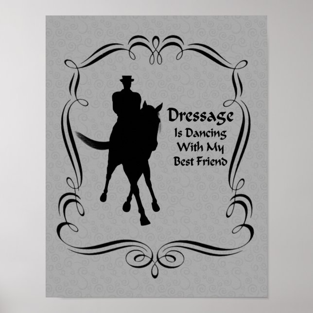 Dressage Horse Rider Silhouette Dancing   Poster (Front)