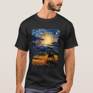 Dressage Horse Riding Equestrian Starry Night Pain T-Shirt