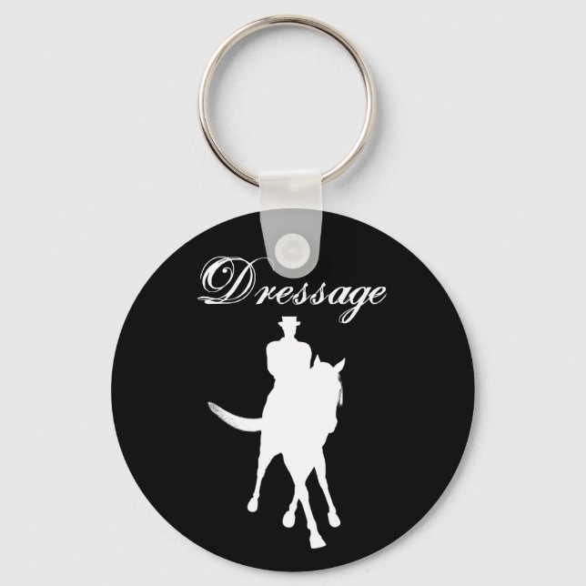 Dressage Horse Silhouette Key Ring (Front)