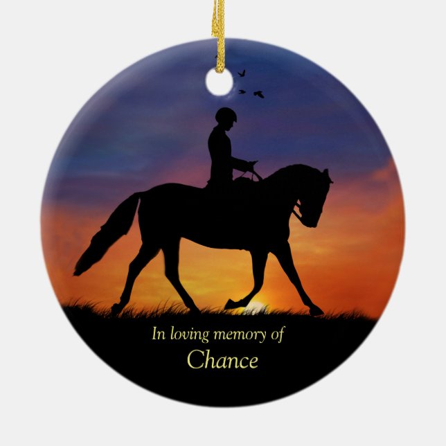 Dressage Horse Sympathy Memorial Ceramic Ornament (Back)