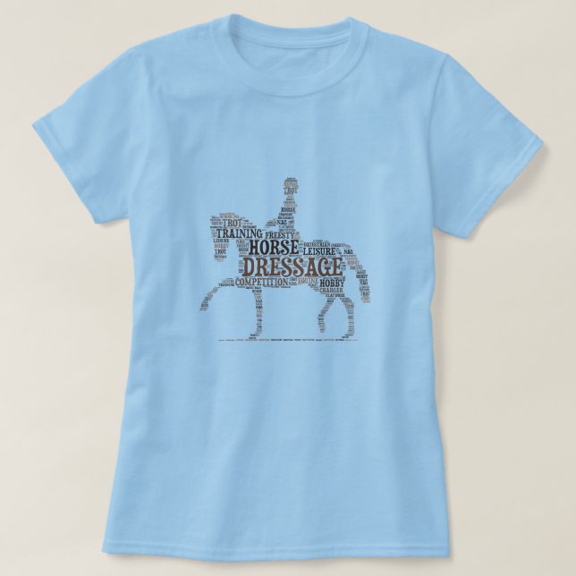 Dressage Horse With Rider In Word Clouds T-Shirt (Design Front)