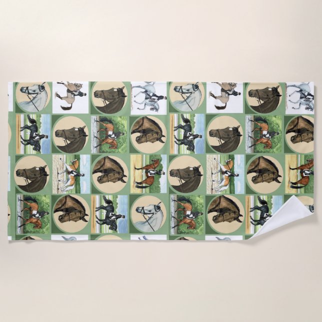 Dressage Horses Beach Towel for Horse Lovers (Front)