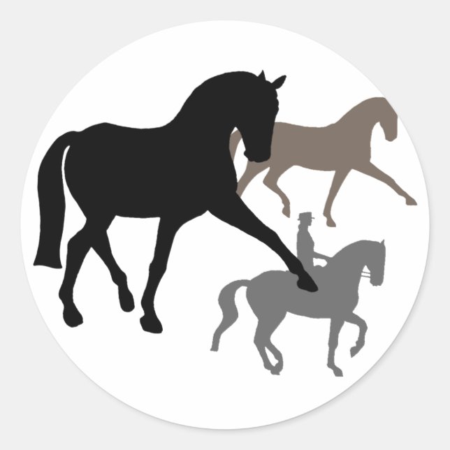 Dressage Horses Trio Classic Round Sticker (Front)