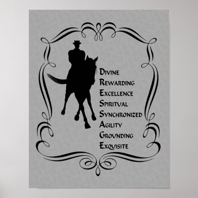 Dressage Is Horse And Rider Silhouette  Poster (Front)