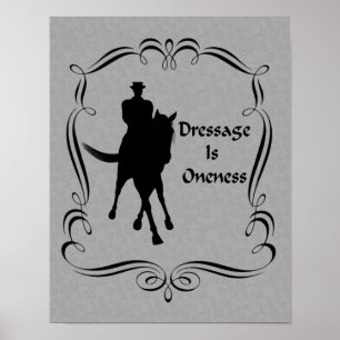 Dressage Is Oneness Horse And Rider Silhouette Poster