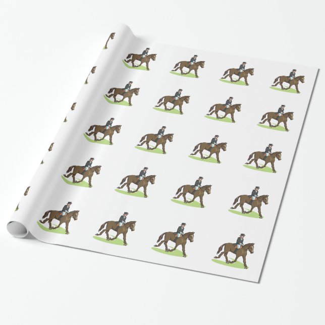 Dressage Rider at Trot Wrapping Paper (Unrolled)