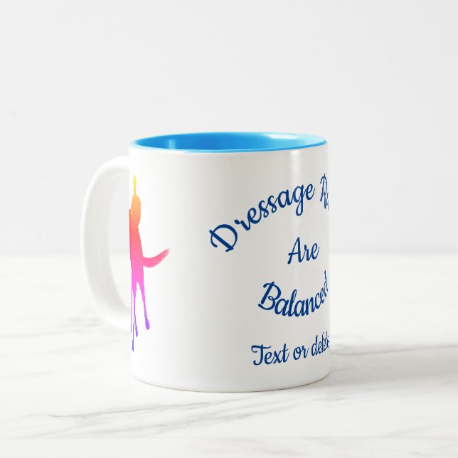 Dressage Riders Are Balanced Colour Silhouette  Two-Tone Coffee Mug (Front Left)