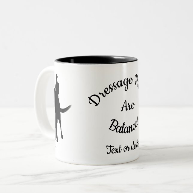 Dressage Riders Are Balanced Silhouette   Two-Tone Coffee Mug (Front Left)