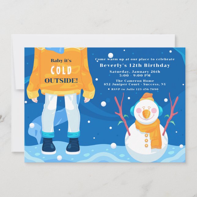 Dressed For Winter Birthday Invitation (Front)