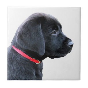Dressed in Red - Black Lab Ceramic Tile