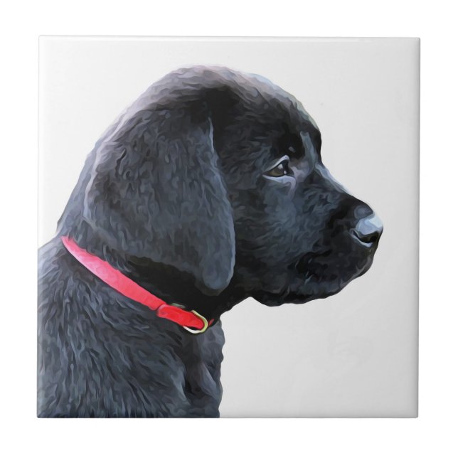 Dressed in Red - Black Lab Ceramic Tile (Front)