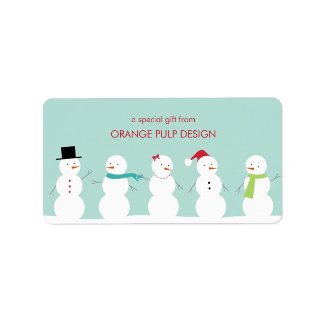 Dressed Snowman Holiday Gift Tag/Favour Stickers (Front)