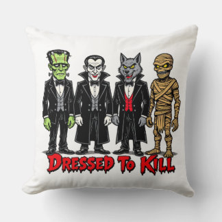 Dressed to Kill Classic Movie Monsters Graphic Cushion