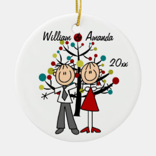 Dressed Up Couple Dated and Personalised Ornament