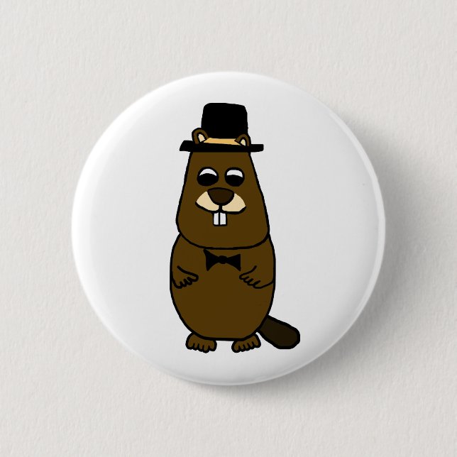Dressed up Groundhog 6 Cm Round Badge (Front)