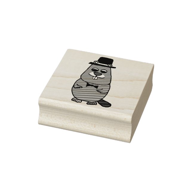 Dressed up Groundhog Rubber Stamp (Stamp)
