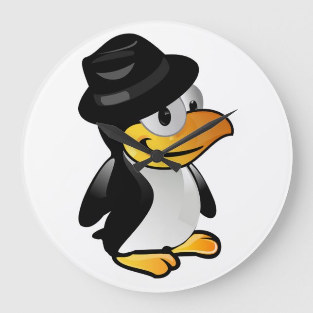 DRESSED UP PENGUIN LARGE CLOCK (Front)