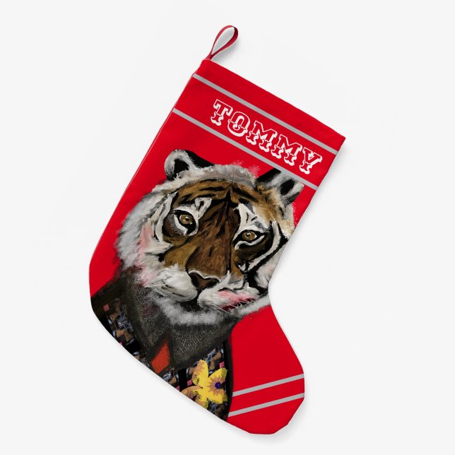 Dressed Up Tiger Christmas Stocking (Front (Hanging))