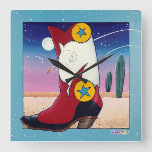 Dressed Up Western Cowboy Boot WALL CLOCK