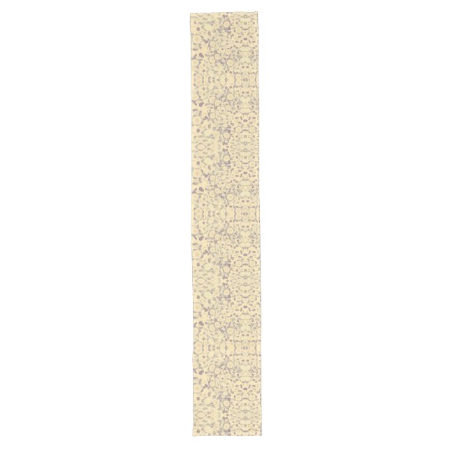 Dresser Scarf In A Cream Floral With Purple Long Table Runner (Front)