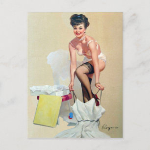 Dressing Pin Up Postcard