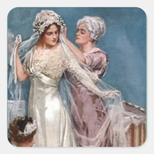 Dressing the Bride Square Sticker