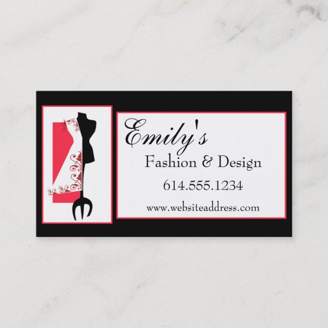 Dressmaker #2 D2 Fashion Sewing Business Cards (Front)