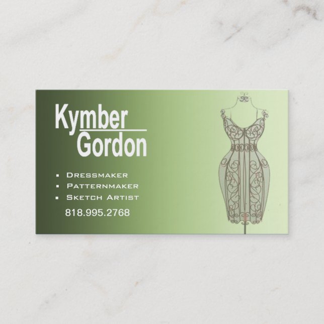 "Dressmaker Mannequin II" - Patternmaker Seamtress Business Card (Front)