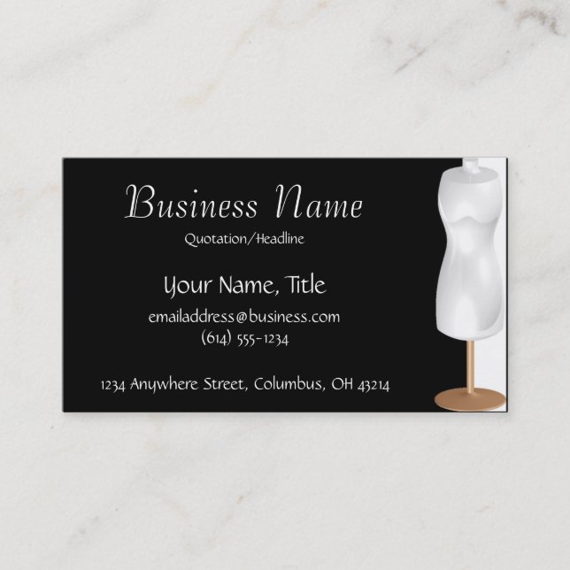 Dressmaker Mannequin Sewing Fashion Business Cards (Front)