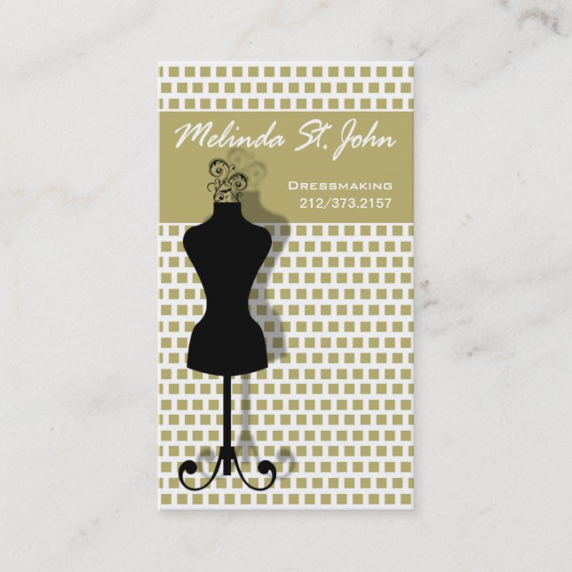 Dressmaker Mannequin Sewing Fashion Designer Business Card (Front)