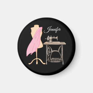 Dressmaker, Sewing Machine, Customizable Name Magnet