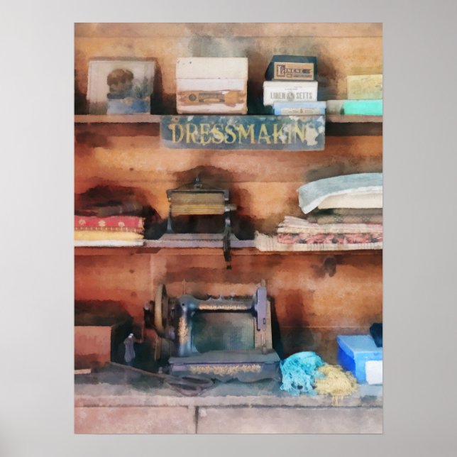 Dressmaking Supplies and Sewing Machine Poster (Front)