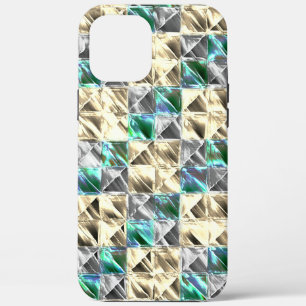 Dressy mint, beige and silver tiles or stained iPhone 12 Pro Max Case