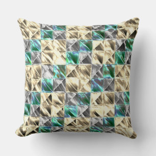  Dressy mint, beige and silver tiles or stained    Cushion