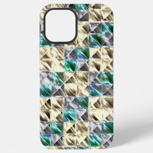 Dressy mint, beige and silver tiles or stained iPhone 12 Pro Max Case