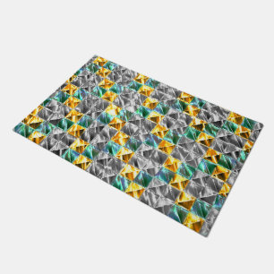 Dressy mint, golden and silver tiles or stained Doormat