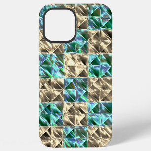 Dressy mint green to beige tiles or stained chess iPhone 12 pro max case