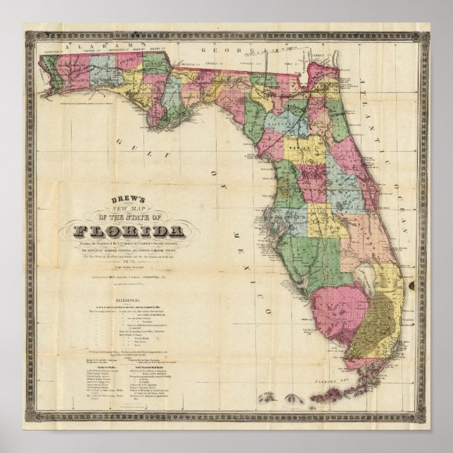 Drew's New Map Of The State Of Florida Poster (Front)