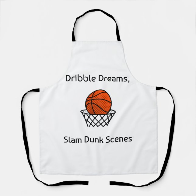 Dribble Dreams, Slam Dunk Scenes Basketball Apron (Front)