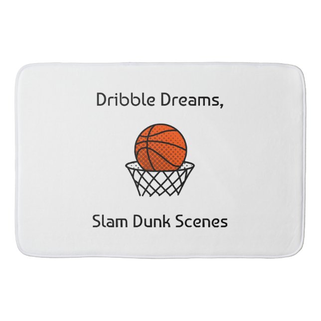 Dribble Dreams, Slam Dunk Scenes Basketball Bath Mat (Front)