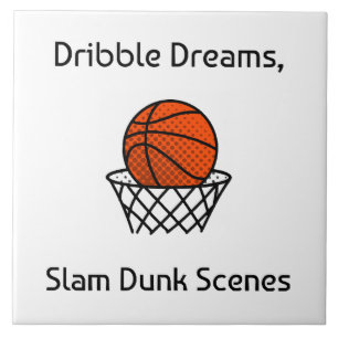Dribble Dreams, Slam Dunk Scenes Basketball Ceramic Tile