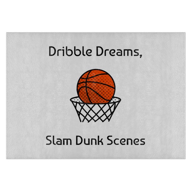 Dribble Dreams, Slam Dunk Scenes Basketball Cutting Board (Front)